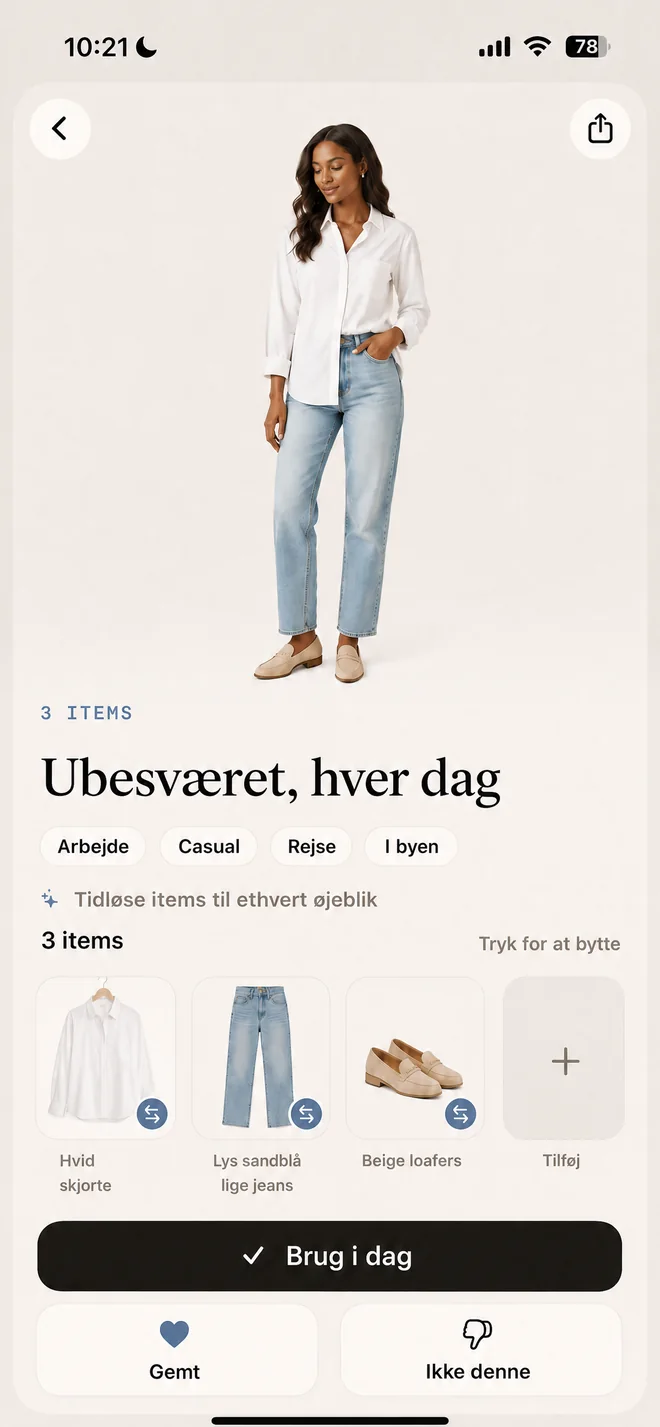Et færdigt look vist item for item