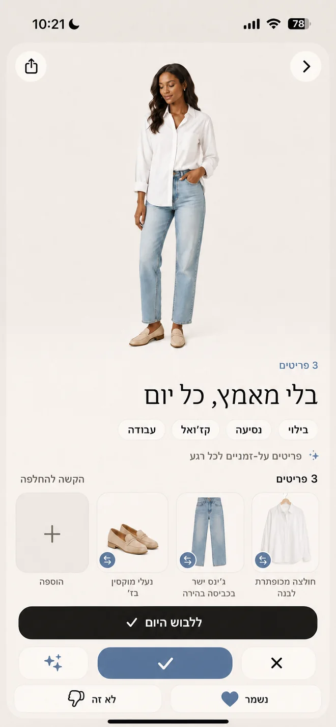 לוק מוכן, מוצג פריט אחר פריט