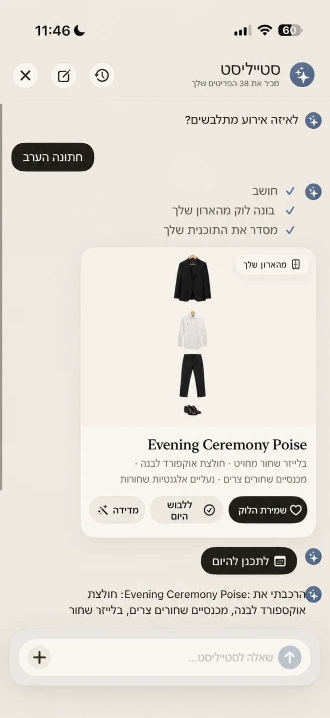 צ׳אט הסטייליסט של Megu בונה לוק