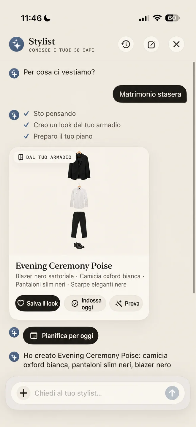 La chat dello stylist di Megu che costruisce un look