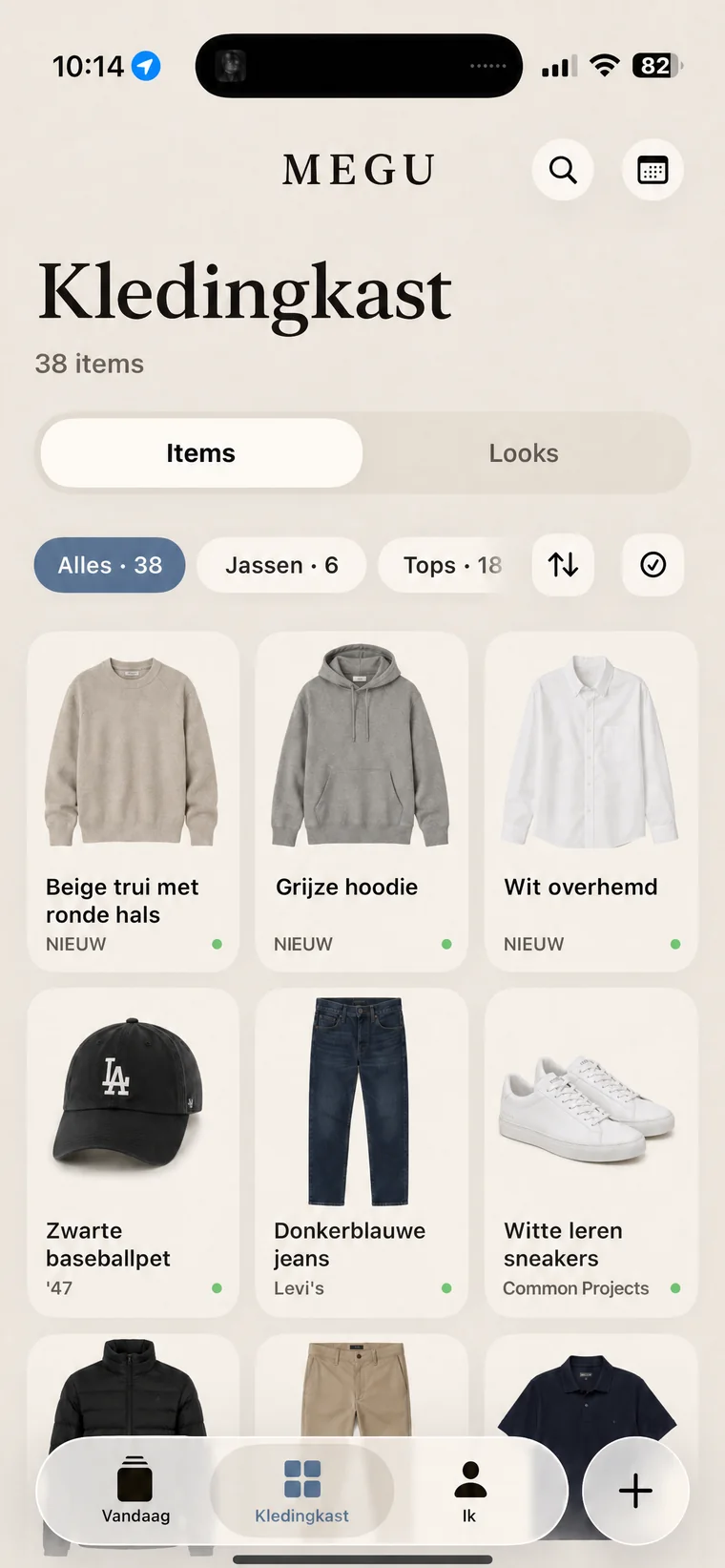 Het kledingkastraster van Megu met filters