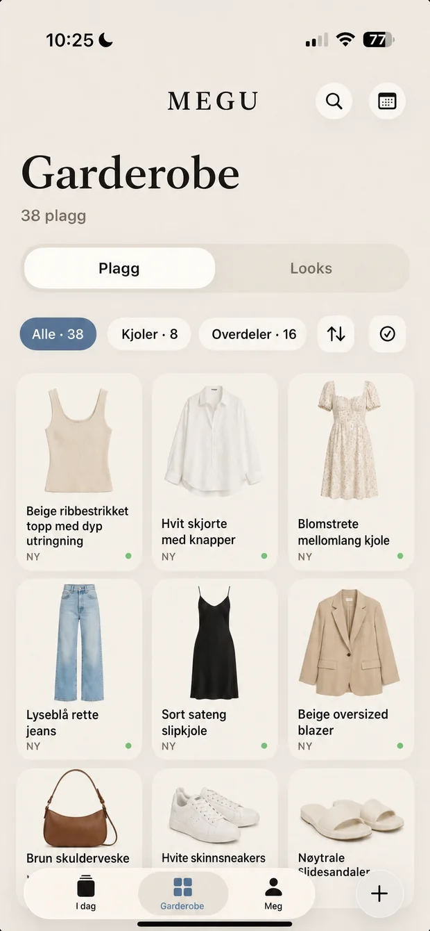 En katalogisert garderobe i Megus rutenett