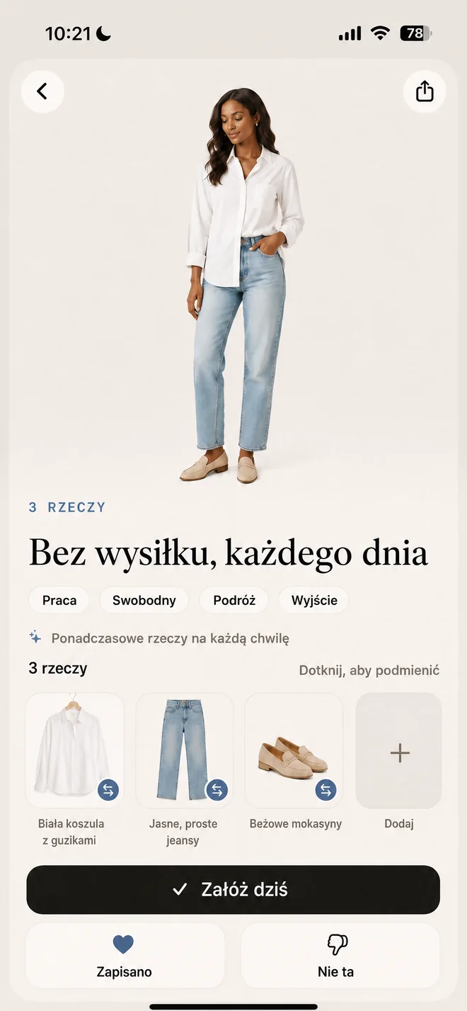Gotowa stylizacja pokazana rzecz po rzeczy