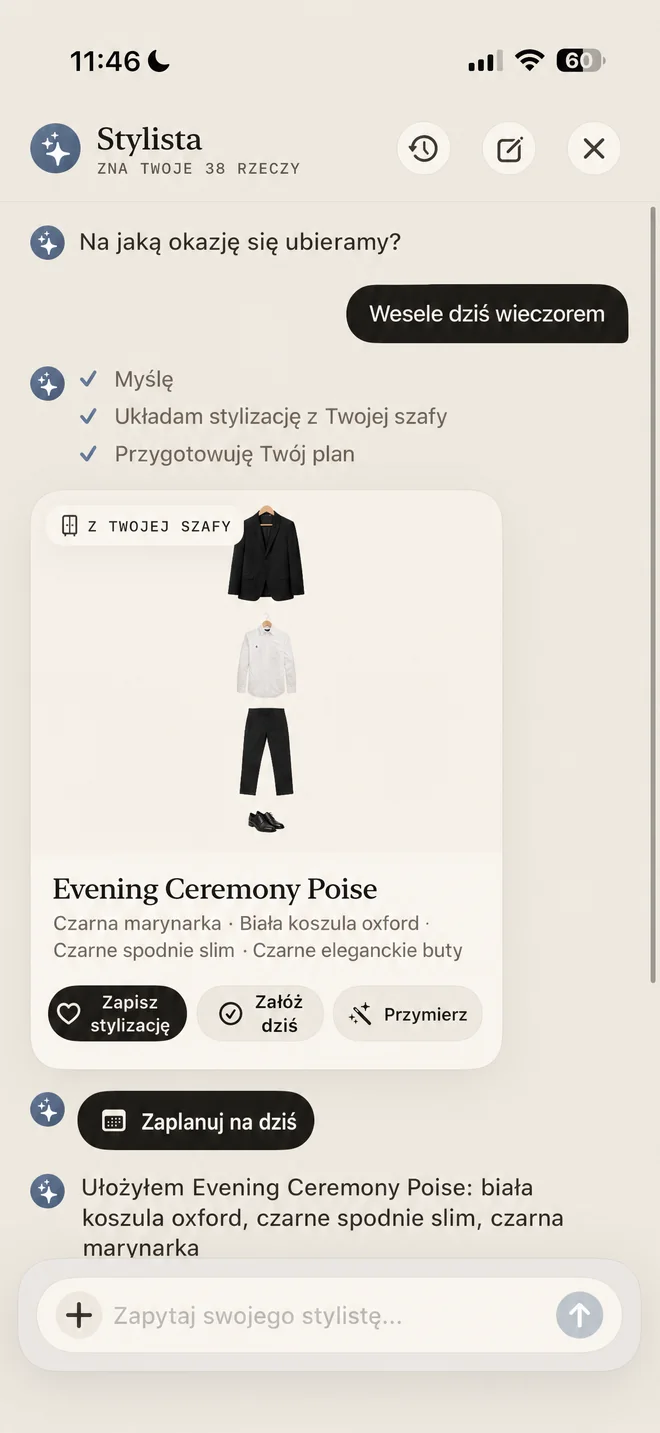 Czat ze stylistą Megu układający stylizację