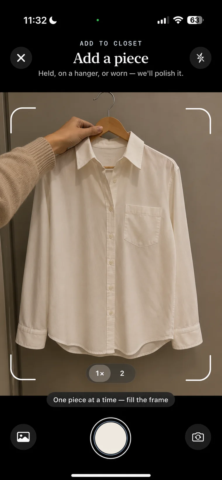 Scanning a garment into the Megu closet