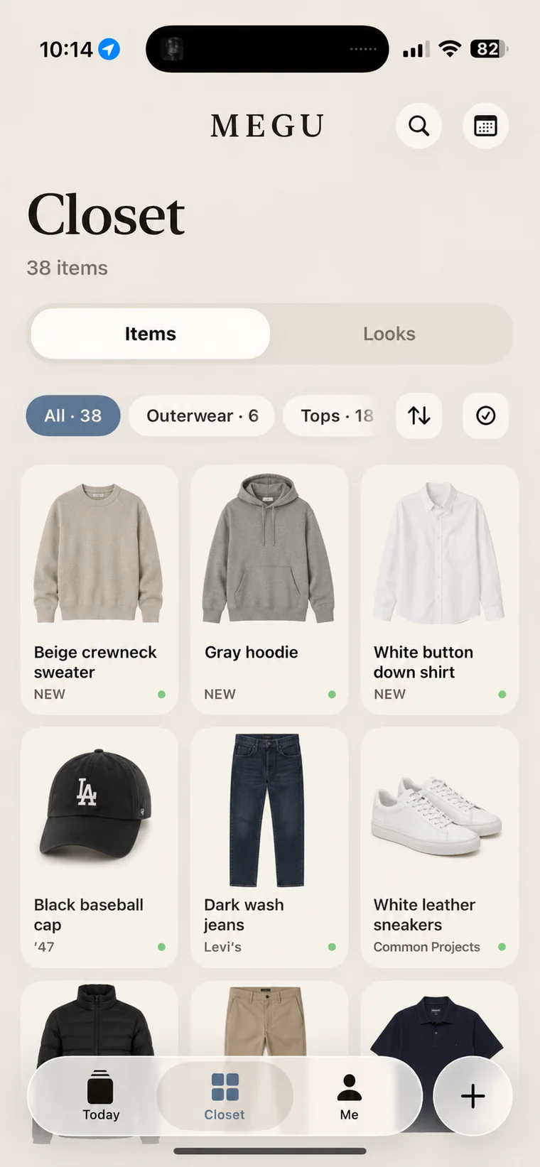 The Megu closet grid with filters