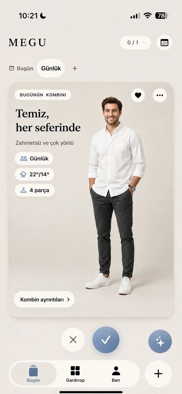 Bugünün kombini, giymeye hazır